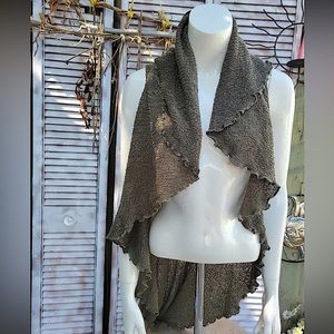 EQUINOXE boho sweater vest shawl, hi-low, rayon